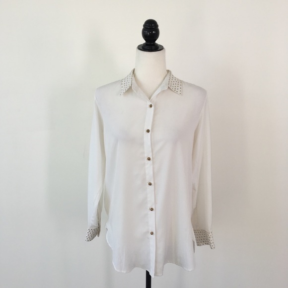 Tops - Cream & Gold Button Down Shirt